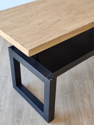 Mesa centro elevable madera de roble - metal