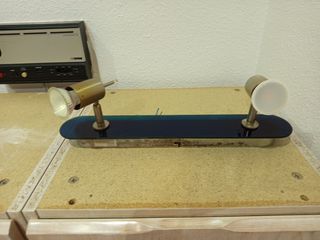 Lampara 2 focos azul y dorada