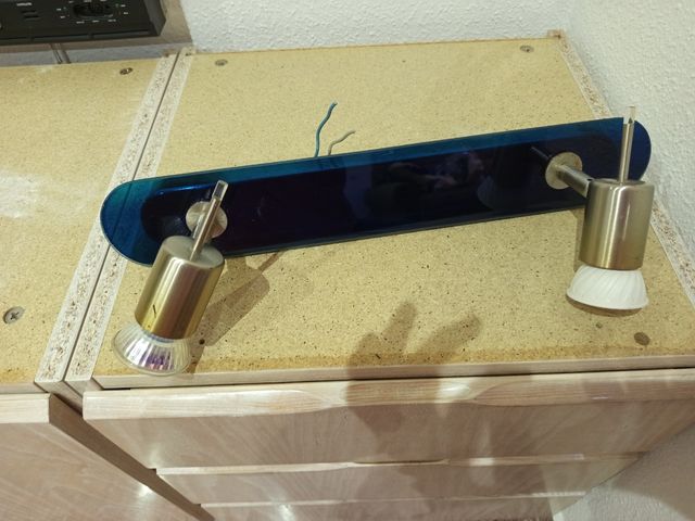 Lampara 2 focos azul y dorada