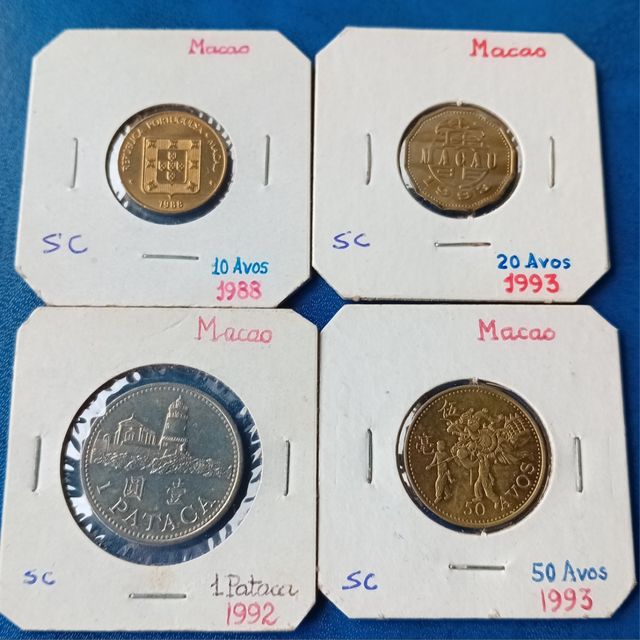 Monedas Macao - 10, 20 y 50 Avos + 1 Pataca