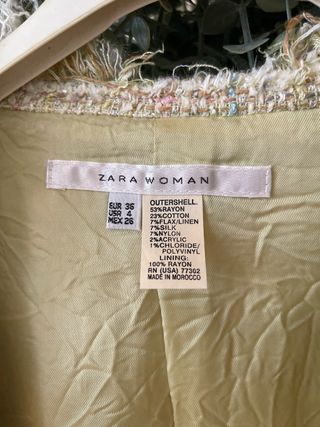 Chaqueta tweed Zara beige - Talla 4