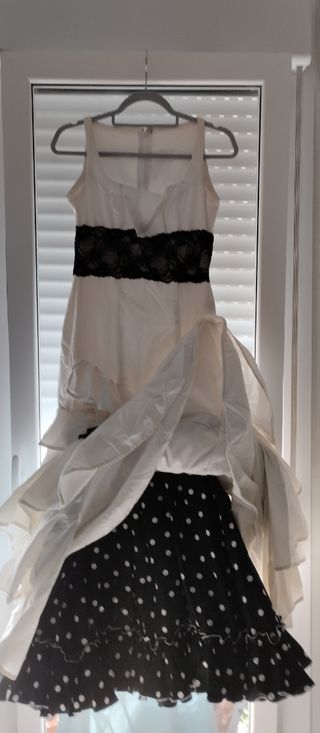 Traje gitana blanco lunares