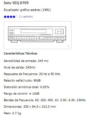 SONY equalizador  SEQ-D705
