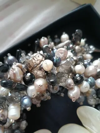 Collar nácar & perlas - Blanco & Negro