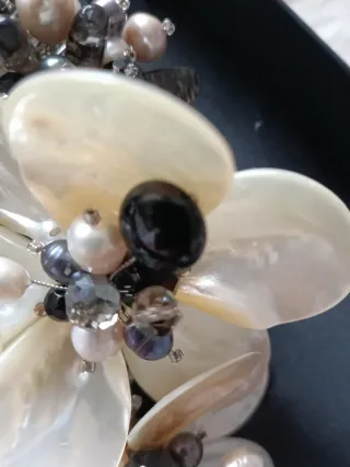 Collar nácar & perlas - Blanco & Negro