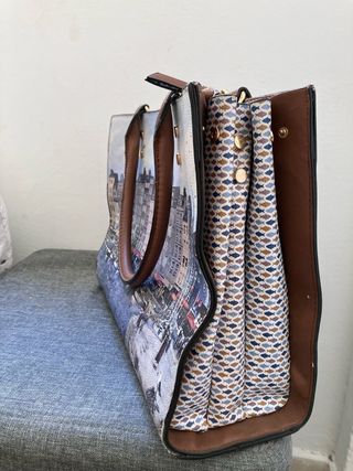 Bolsa estampada: Azul y marrón