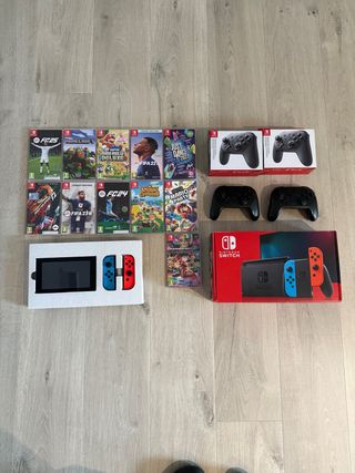 Nintendo Switch + 11 juegos + 2 mandos