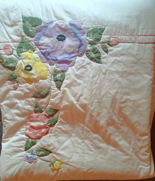 Edredón fino algodón rosa y blanco