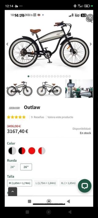 Bicicleta eléctrica Rodars 1000w.21amp.