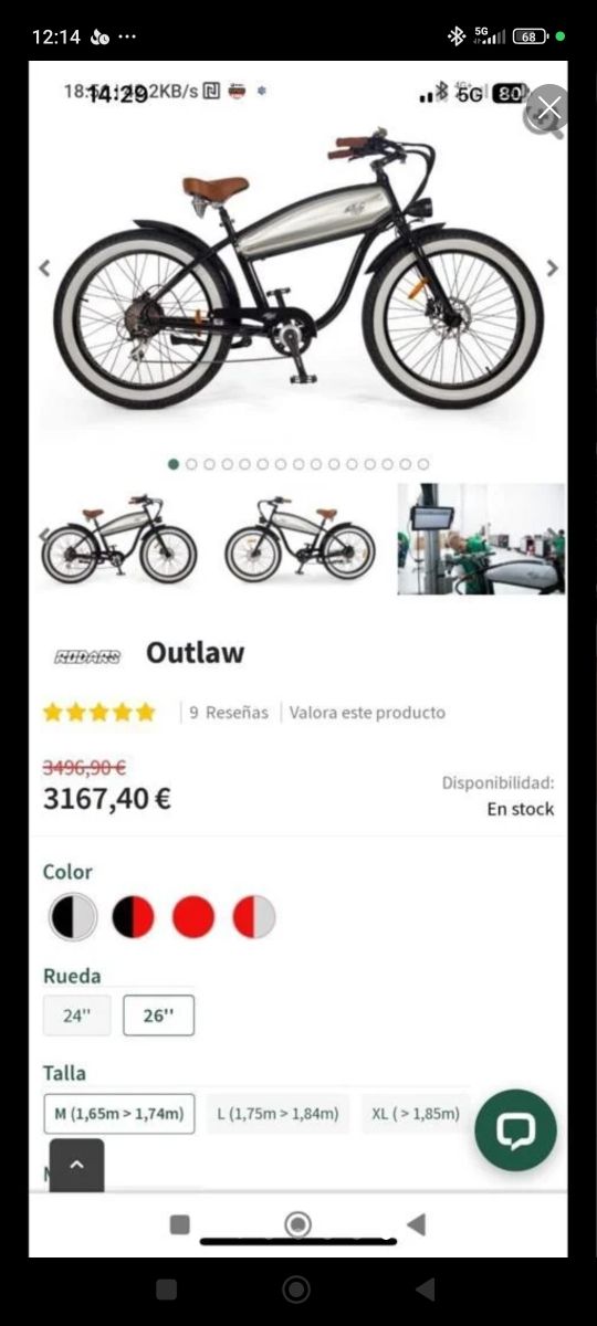 Bicicleta eléctrica Rodars 1000w.21amp.