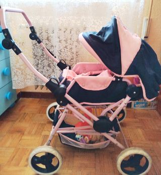 Carrito bebé niña rosa-negro