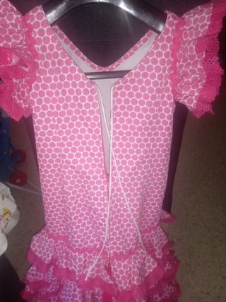 Traje gitana niña rosa lunares