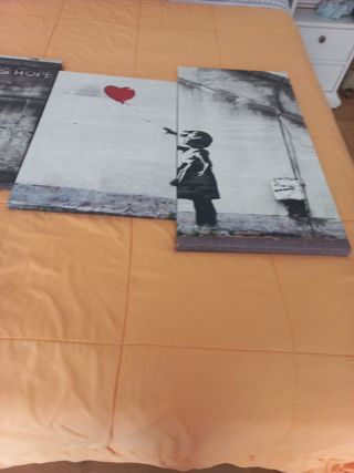 Cuadro tríptico Banksy