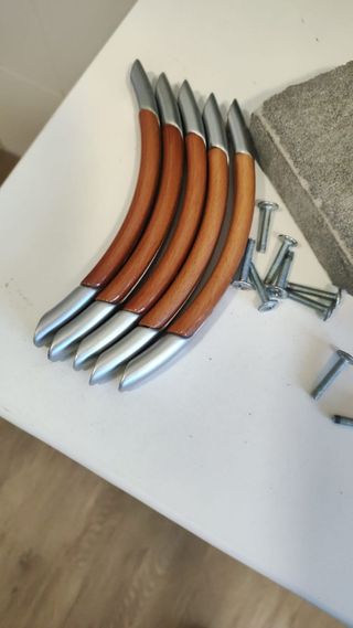 Tiradores cocina - lote 13 uds. Madera/Plata.