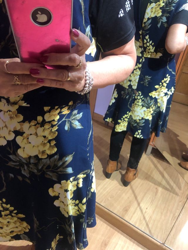 Vestido floral azul y amarillo - Talla XL