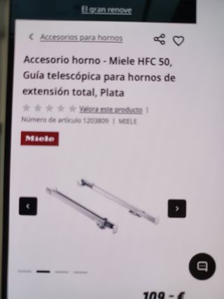 Guías telescópicas Miele HFC 50