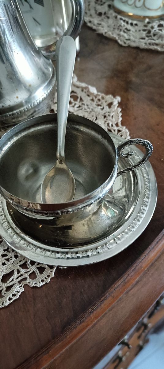 Juego de té plateado antiguo