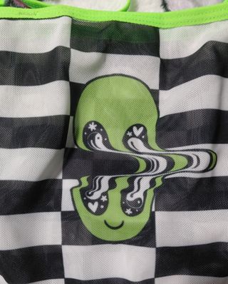 Bikini sexy con alien verde y estampado de cuadros