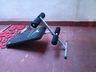 Banco abdominales + pesas salter
