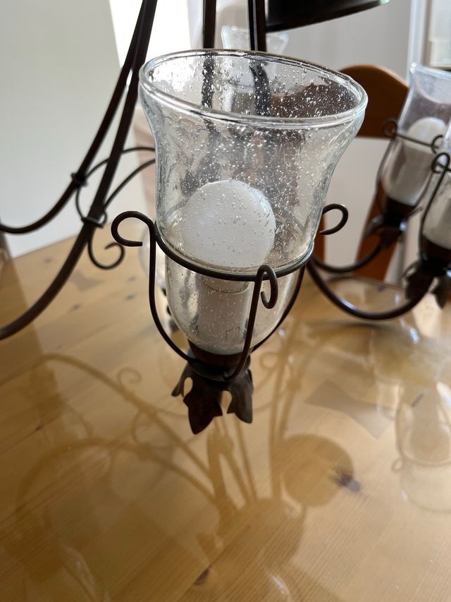 Lampara forja 6 luces vintage