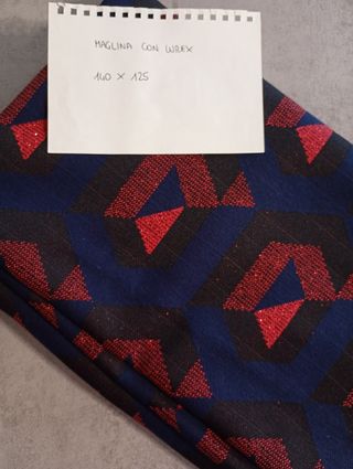 Tessuto Maglina Lurex Rosso Blu 140x125