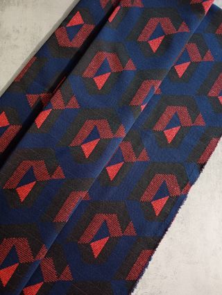 Tessuto Maglina Lurex Rosso Blu 140x125