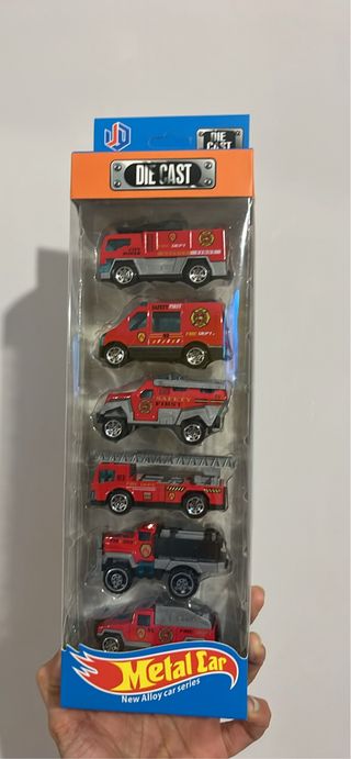 Carrinhos Bombeiros Metal Car - pack de 6 peças