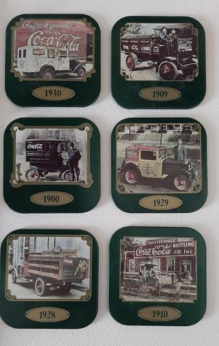 Set  nr 6 Sottobicchieri Coca Cola tema anni 30