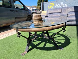 Mesa centro rueda madera