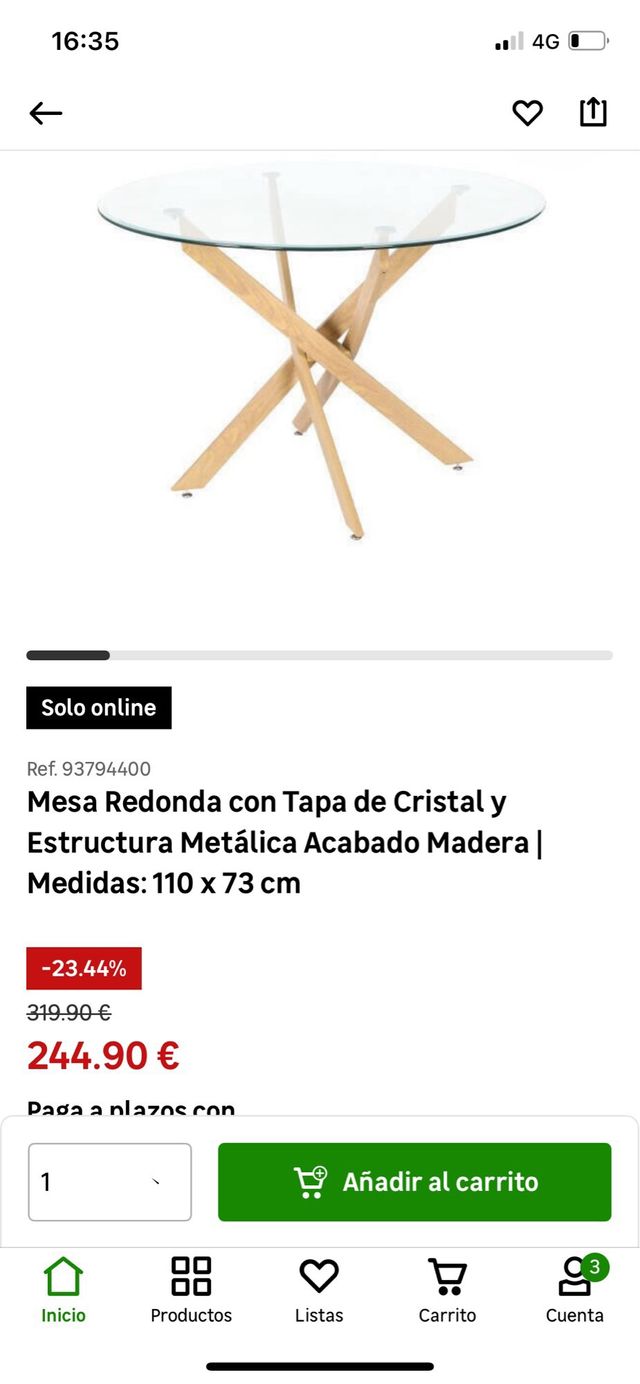 Mesa Redonda Cristal Comedor LEROY MERLIN, nueva!!