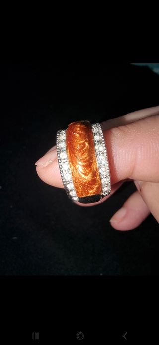Anillo plata, circonitas - naranja