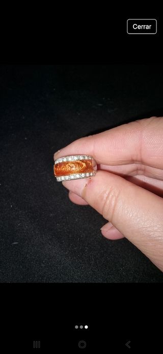 Anillo plata, circonitas - naranja