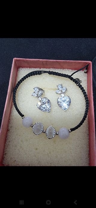 Pulsera time road plata925mm, pendientes plata 925