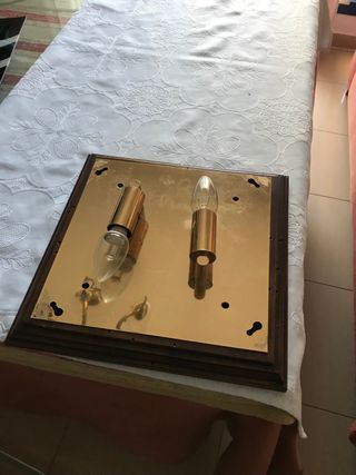 Lampara techo vintage - Madera y cristal biselado