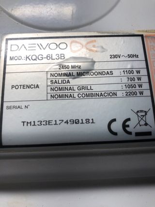 Microondas Mandine, Daewoo y OK, despiece