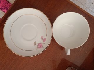 Juego 6 tazas porcelana rosas