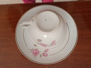 Juego 6 tazas porcelana rosas
