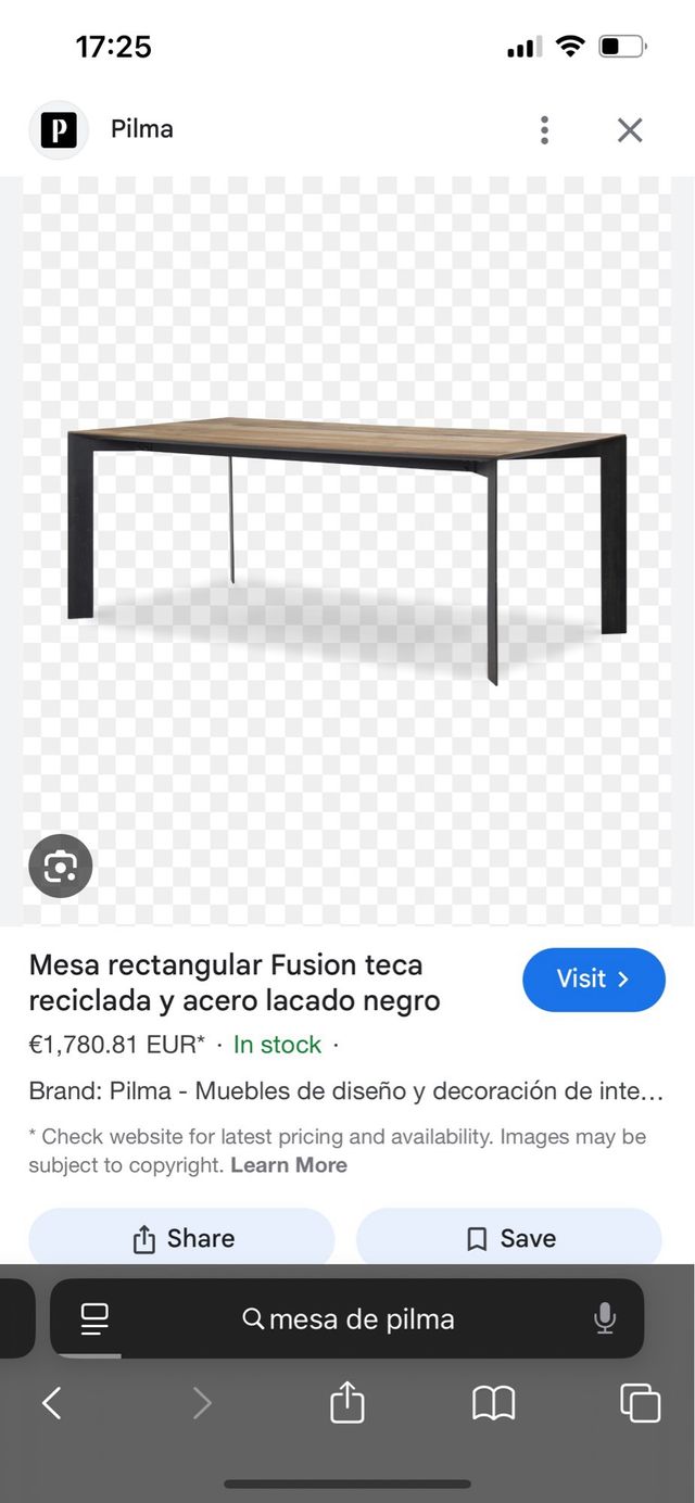 Mesa rectangular Pilma Fusion teca reciclada