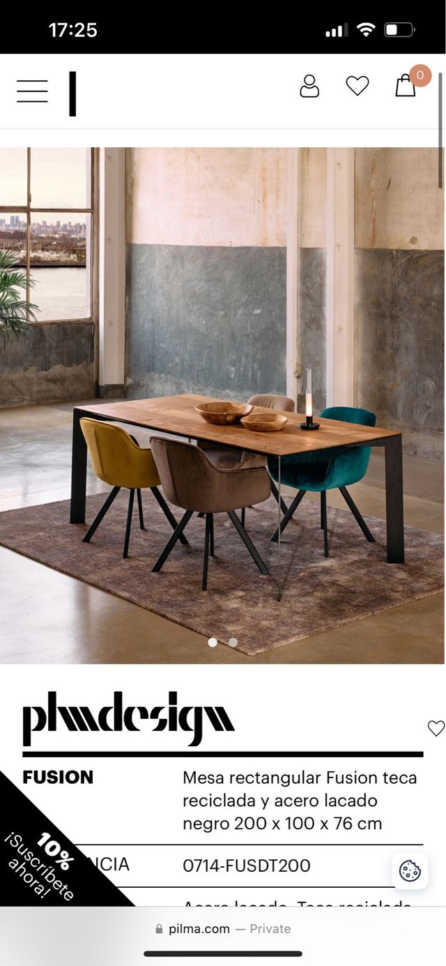 Mesa rectangular Pilma Fusion teca reciclada