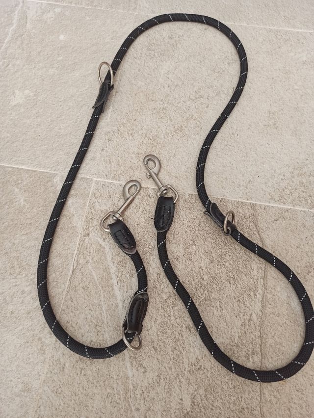 Correa doble para perros - Negra