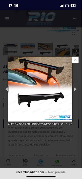 Alerón Spoiler Look GTS  fibra de carbobo BMW 3