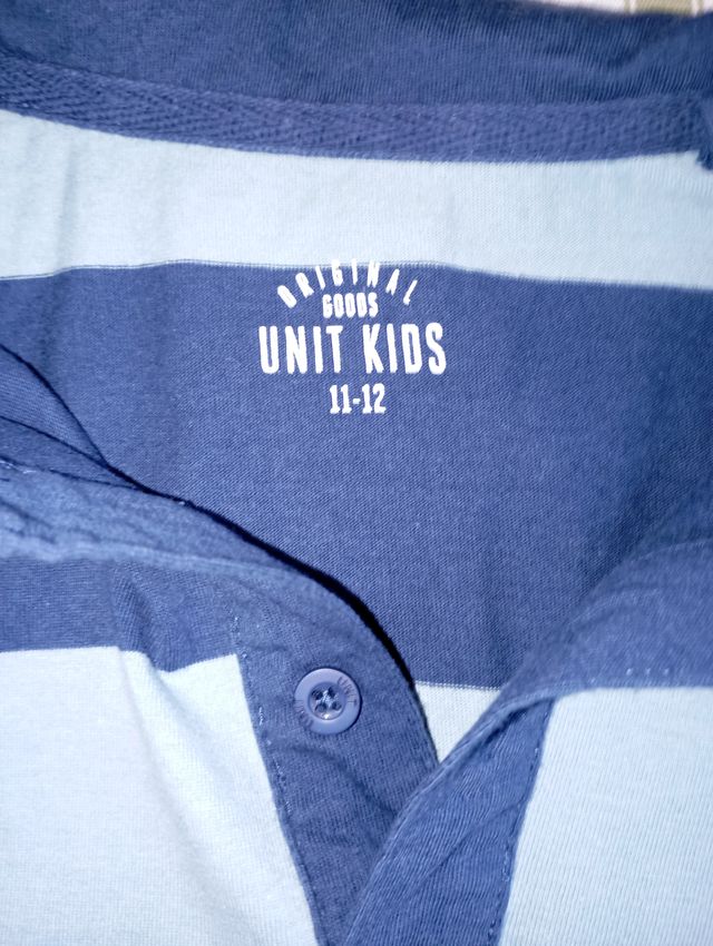 Polo niño manga larga azul 