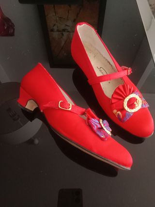 Zapatos fiesta Sanca rojos y morados