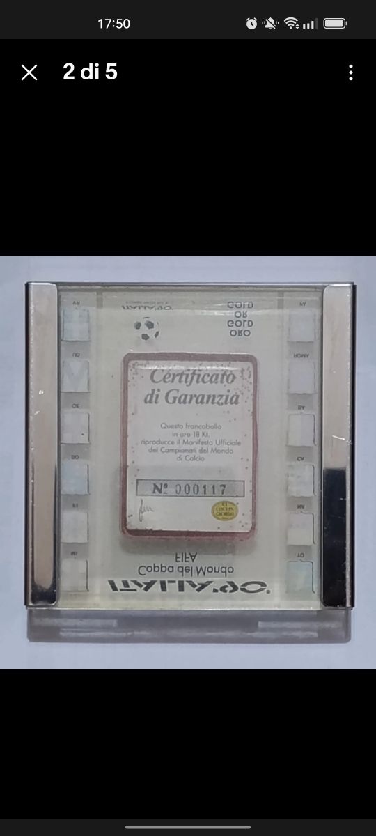 Francobollo Italia '90 Oro 18k