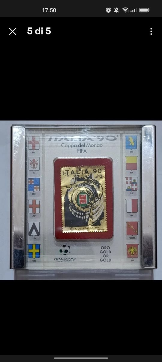 Francobollo Italia '90 Oro 18k