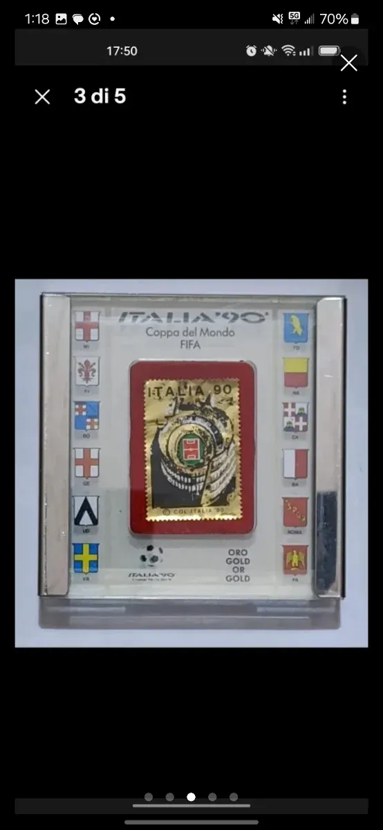 Francobollo Italia '90 Oro 18k