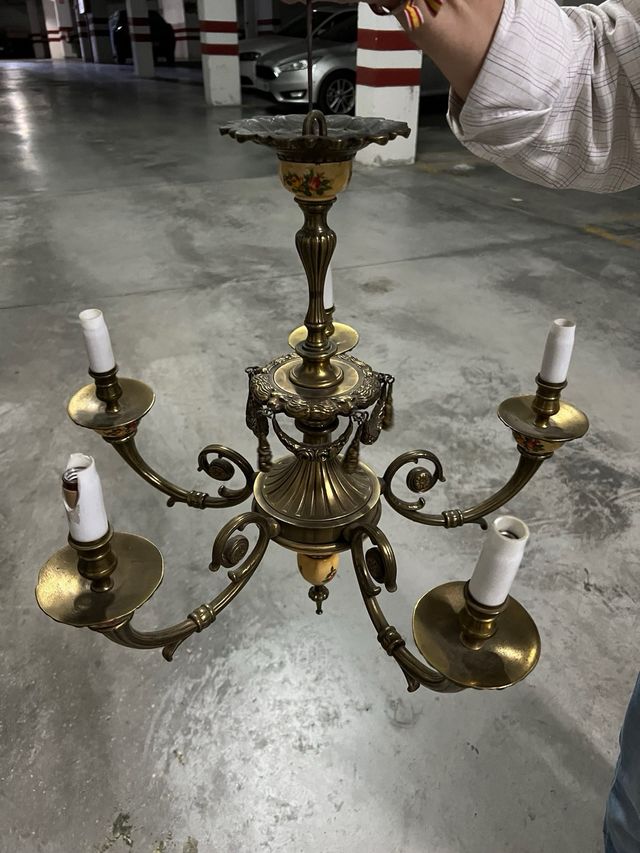 Lámpara bronce 5 brazos - cerámica