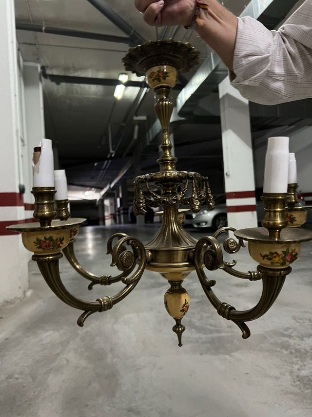 Lámpara bronce 5 brazos - cerámica