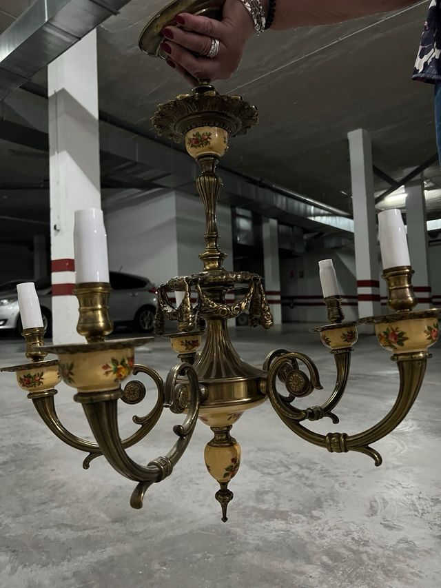 Lámpara bronce 5 brazos - cerámica