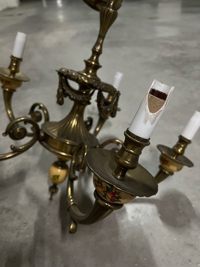 Lámpara bronce 5 brazos - cerámica
